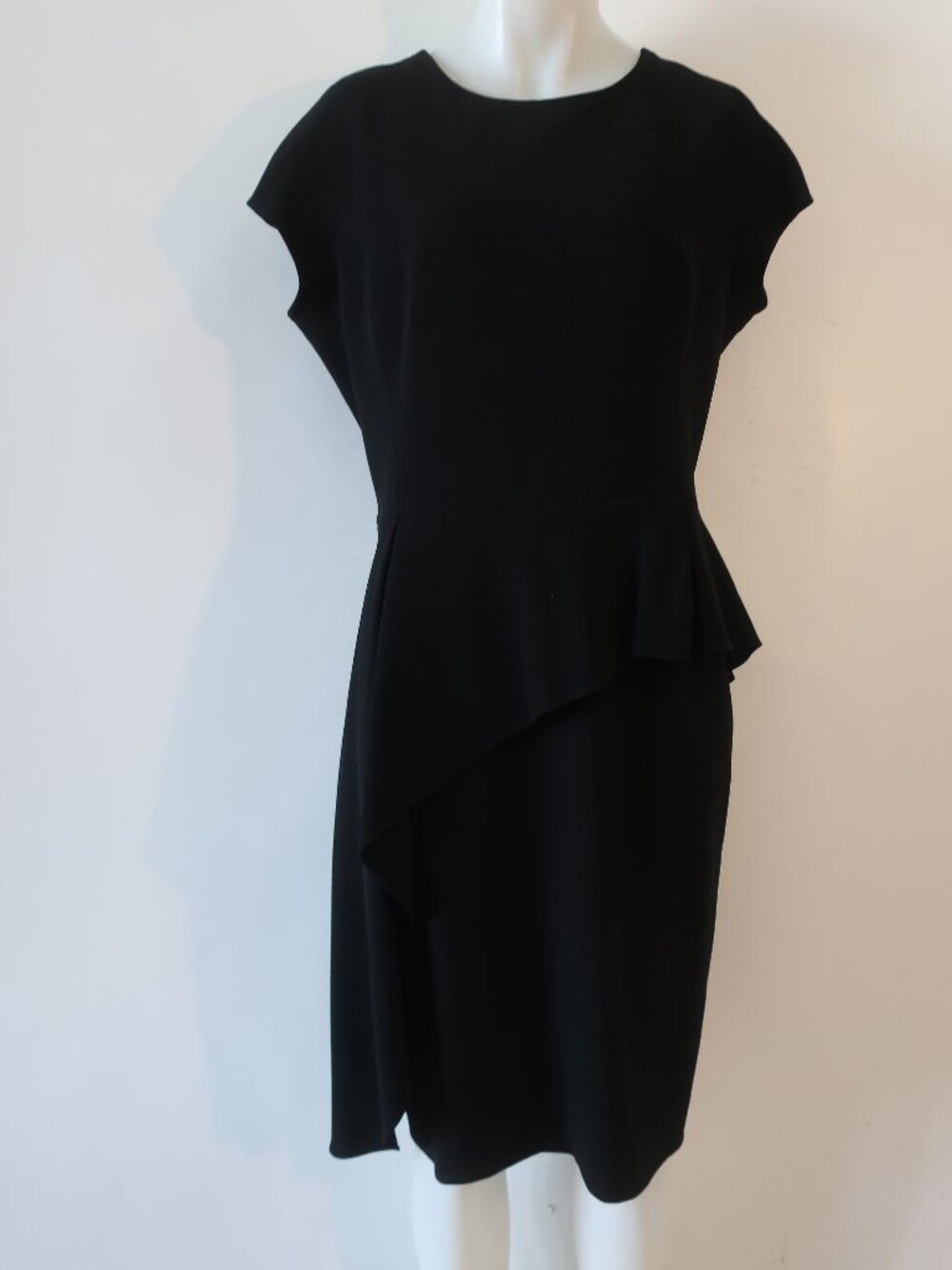 Rickie Freeman for Teri Jon (Item-37) Black Short Slv Peplum Sheath Dress 14